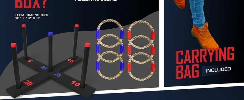 FLINGSPORT Ring Toss Game, Incl. 6 Rings, Case, Gifts for Kids, Outdoor Yard Games for Kids Adults & Family, Backyard Party Activities, Gifts for Teens, Boys & Girls Ages 8-12+ Years Old