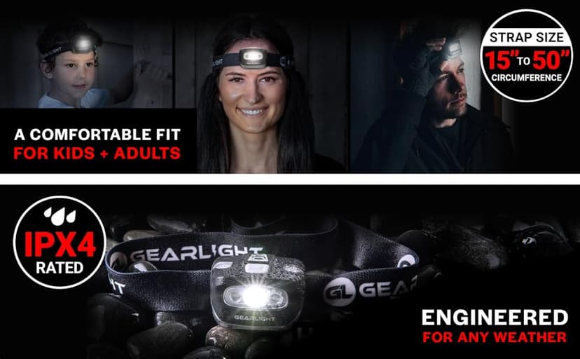 LED Headlamp 2-pack Battery Powered (AAA) (Batteries Not Included) | Head Lamp for Running Hunting Camping Fishing Hiking with Red Light and Adjustable Headband - Bright Forehead Headlamp 7 Modes