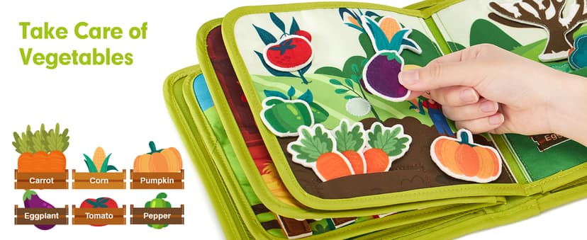 1 Year Old Boy Gifts Educational Quiet Activity Books 10 Pages, Toddler Christmas Stocking Stuffers One Year Old Travel Toys hahaland Busy Book for Toddlers 1-3 - Montessori Toys 1 Year Old Busy Board B0CR3FQ58C