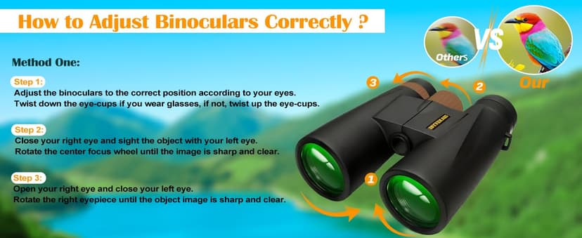 Asacam 10x42 HD Binoculars for Adults, BAK4 Prism Waterproof Lightweight Binoculars with Low Light Vision for Bird Watching, Hunting, Hiking, Travel, Cruise