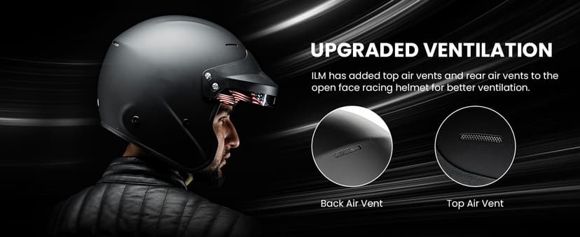 ILM Snell SA2025 Open Face Auto Racing Helmets for Men and Women Model R85(L, MatteBlack)