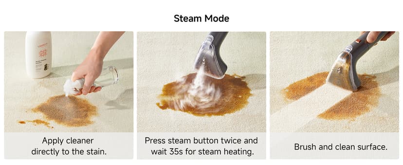 uwant Portable Carpet Cleaner with Steam& Heating System 18Kpa Powerful Suction Carpet Cleaner with 4 Cleaning Tools& Solution 2 in 1 Upholstery Cleaner Steam Cleaner for Pets, Car