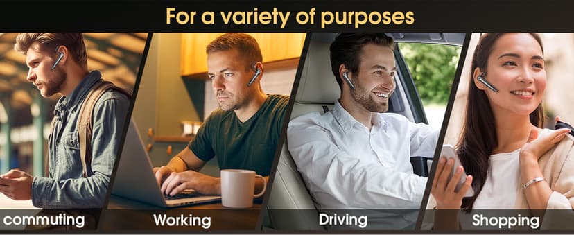 Atheewon Bluetooth Headset, Wireless Bluetooth Earpiece with ENC Noise Canceling Mic, 120Hrs Talk Single-Ear Headphones, LED Display, IPX7, V5.4 Hand-Free Earphone for Business/Trucker/Driver, Black