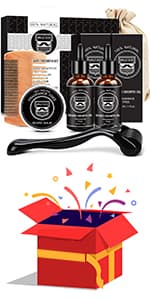 MALE GOD Beard Kit w/Beard Oil, Balm, Brush, Comb - Nourish & Soften Beard, Natural Shea Butter, Suitable for All Skin, Anniversary & Birthday Gifts for Men Him Husband Boyfriend Dad Friends