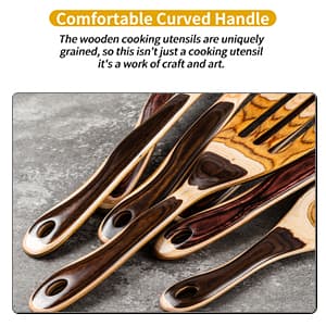 Gudamaye 7-Piece Brown Pakkawood Utensils Set – Sturdy, Eco-Friendly, Wooden Spoons for cooking, Wooden Utensil for cooking, Wooden Kitchen Tool, Home & Kitchen Gifts for Men and Women