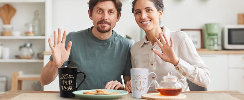 YHRJWN - 50th Wedding Gifts, 50 Years of Being Mr & Mrs Always Right Mug Set, Wedding Gifts Ideas for Parents Couple, 14 Oz with Lids and Gift Box