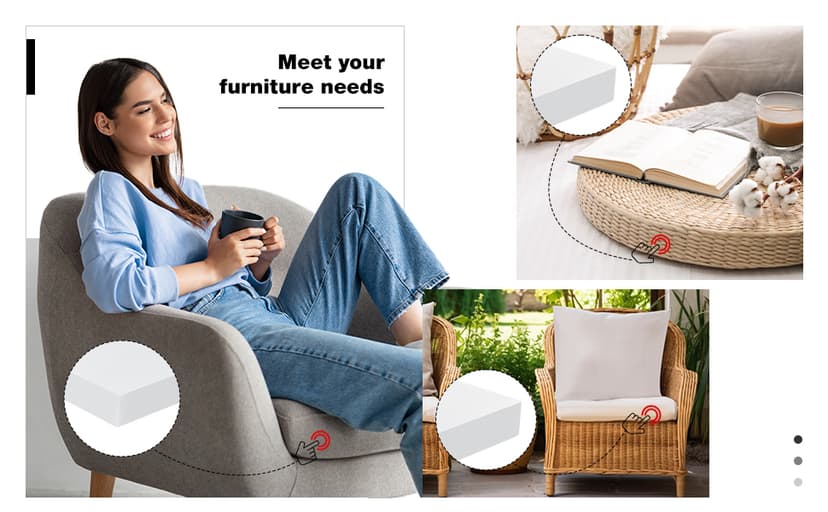 Frienda 6 Pack 2" X 20" X 20" Upholstery High Density Foam Cushion White Square Seat Replacement Cushion or Commercial Use Stuffing Craft Foam Couch Chair Padding DIY Projects