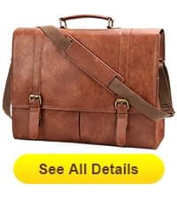 ESTARER Men's Leather Briefcase 15.6 Inch Laptop Computer Bag for Office/Business/Travel, Large Satchel Professional Pu Leather Messenger Shoulder Bag, Black