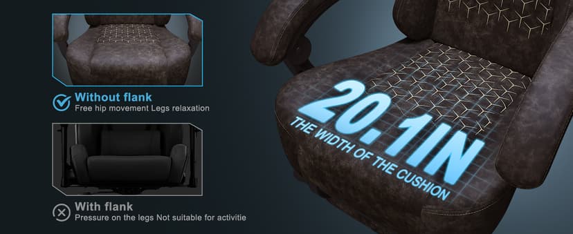 Kslysuty Gaming Chair Breathable Leather with Pocket Spring Cushion,Wide and High Ergonomic Office Chair with Headrest,Computer Gaming Chair with Footrest for Adult and Teen,Brown