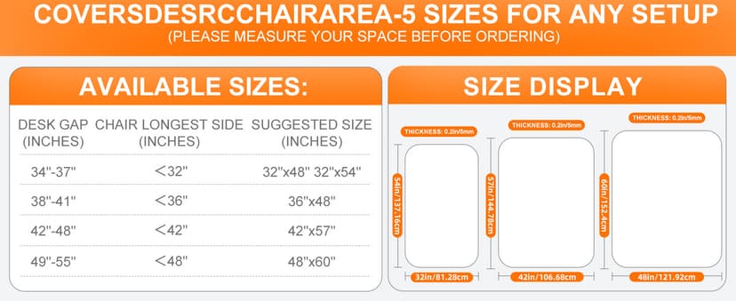 Tempered Glass Chair Mat 48" x 32",1/5" Thick for Office Desk,Rolling Chair Mat for Carpet, Odorless, Easy to Clean with 4 Non-Slip Pads for Carpet & Hardwood Floors