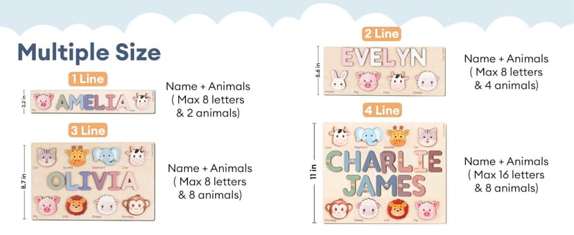 Personalized Name Puzzle for Toddlers 1-3 | Custom Wooden Baby Girl Gift with 48 Animal Art Sets | 1st Birthday Gift for Girls | Personalized Baby Boy & Girl Gifts Keepsake B0GSZSCM69