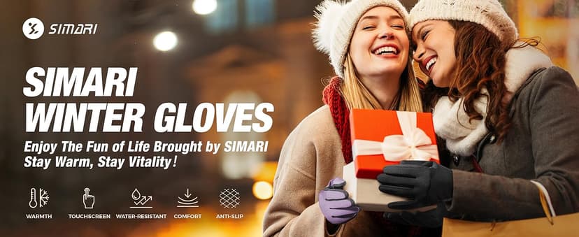 SIMARI Winter Gloves for Women, TouchScreen Water-Resistant Warm Thermal Gloves for Cold Weather, Running Hiking Driving