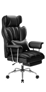 Furmax Office Executive Chair High Back Adjustable Managerial Home Desk Chair, Swivel Computer PU Leather Chair with Lumbar Support (Black)