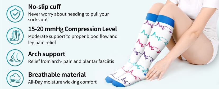 6 Pack Copper Compression Socks for Women and Men Circulation-Best Support for Medical,Running,Nursing,Athletic B082QTVPCM