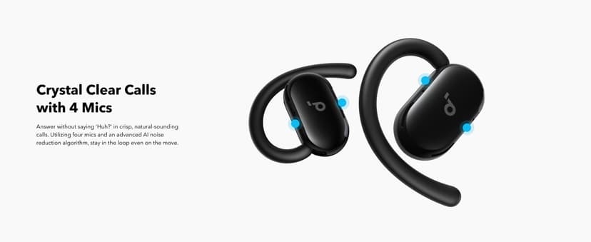 Soundcore V20i by Anker Open-Ear Headphones, Adjustable Ear Hooks, Ultra-Comfort, Snug Fit, Powerful Sound, Clear Calls, IP55, 36H Playtime, Bluetooth 5.4 Wireless Earbuds, Multipoint Connection