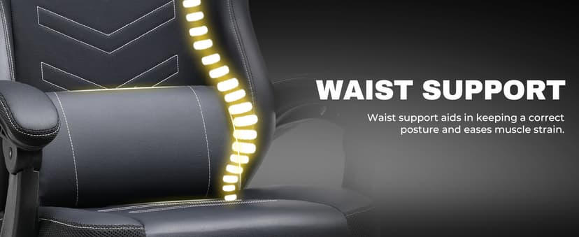 GTPLAYER Gaming Chair, Office Chair High Back Computer Chair with Foot Rest for Adults, Leather Desk Chair Executive Ergonomic Height Adjustable with Headrest and Lumbar Support, 300lbs Grey