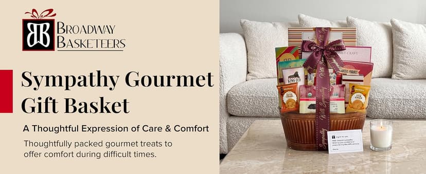 Bereavement care package with snacks for loss of a loved one, funeral, or condolences delivery. Kosher shiva. Broadway Basketeers Sympathy Gift Basket Sharing Your Heartfelt Condolences B0FCNWQ2R2