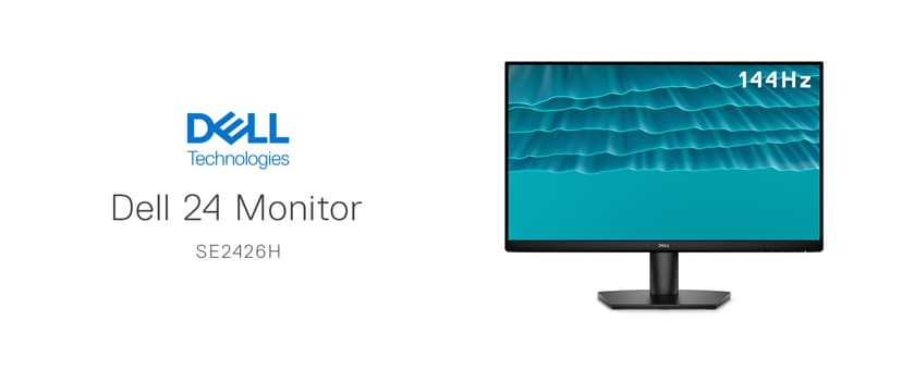 Dell 24 Monitor - SE2426H - 23.8-inch FHD (1920x1080) 144Hz 1ms Display, in-Plane Switching (IPS) Technology, AMD FreeSync™, TÜV 3-Star 2X HDMI, Tilt