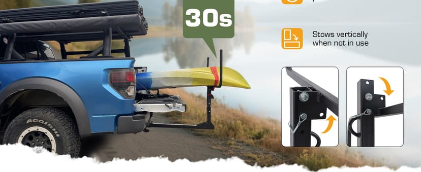 Upgraded RV Hitch Mount Kayak Rack Height Adjustable Vertical Kayak Carrier for RV, Truck, SUV Holds 2 Kayaks up to 12' & 150LBS & 2'' Hitch Receiver