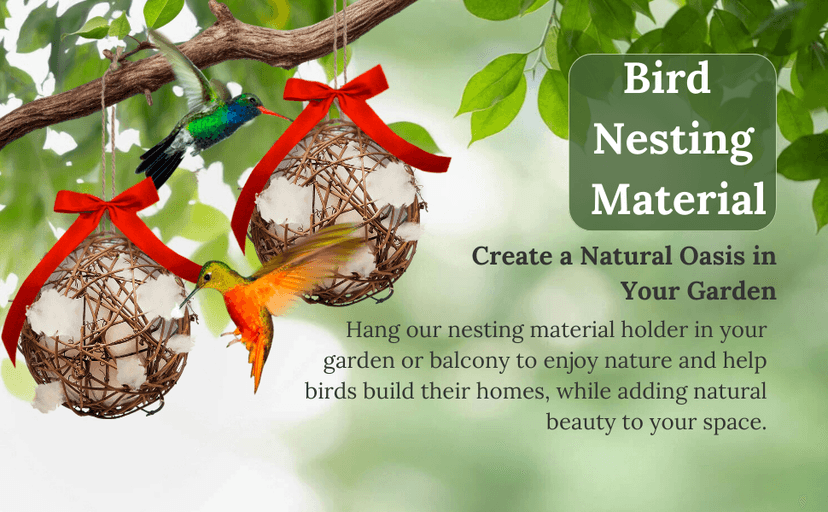 Hummingbird Nesters - Bird Nesting Material Holder for Wild Birds - Humming Bird House Materials Gifts for Bird Watching Nature Lovers - Refillable Outdoor Nesting Station to Build a Nest