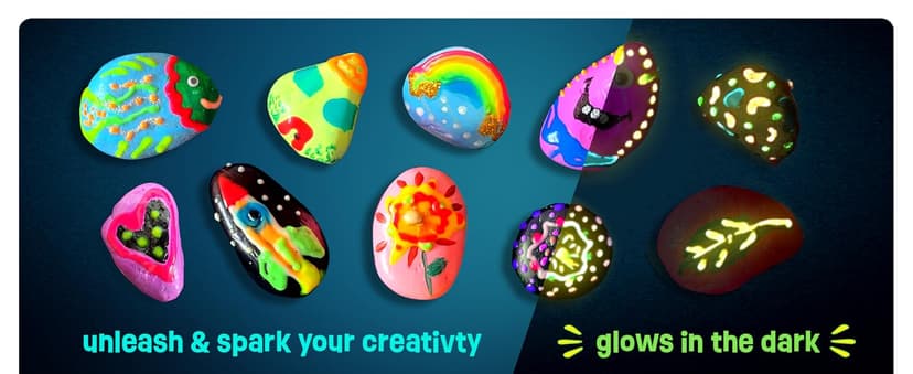 Dan&Darci Kids Rock Painting Kit - Glow in The Dark - Arts & Crafts Gifts for Boys and Girls Ages 6-12 - Craft Activities Kits - Creative Art Toys for 6, 7, 8, 9, 10, 11 & 12 Year Old Kid