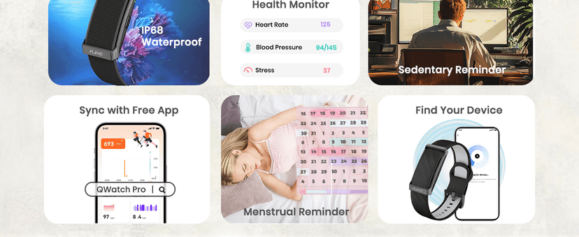 Smart Bracelet, Health Fitness & Activity Tracker with All-Day Continuous Heart Rate/Blood Pressure Monitor, Sleep Tracker, 170+ Sport Modes, 60 Day Battery & Free App, IP68 Smart Band for Android IOS