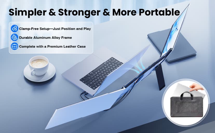 Laptop Screen Extender, 15.6" Ultra Light & Thin Triple Portable Monitor for Laptop with 1080P FHD IPS Display, Two Cable USB-C/HDMI Plug-Play Monitor Extender for Mac/Win/Android, Fits 13-17" Laptops