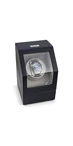 Heiden Double Watch Winder in Walnut - Automatic Watch Window for 2 Watches - Japanese Motor - Zero Magenetization - Use Batteries or Adapter Dual Watch Winder for Automatic Watches for Rolex