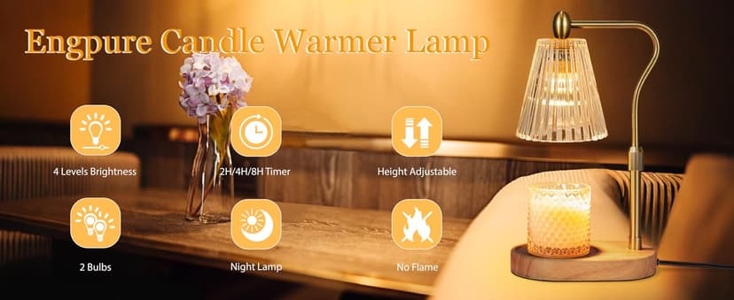 Candle Warmer Lamp with Timer and Dimmer Adjustable Height for Home Room Decor, Brithday Gifts for Women, Candle Warmer for Scented Jar Candles Mother's Day Gifts