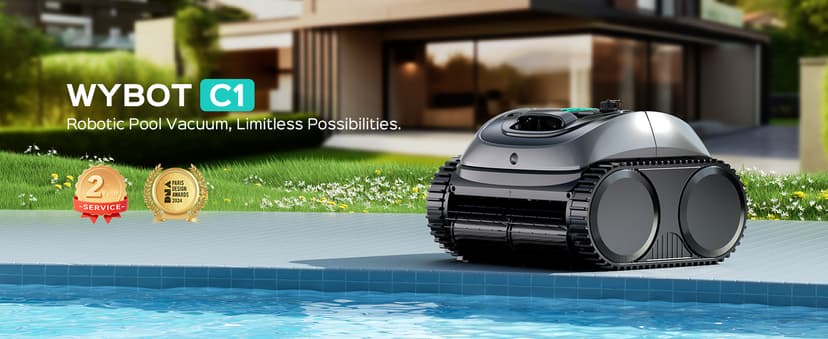 (2026 Upgrade) WYBOT C1 Cordless Robotic Pool Vacuum for Inground Pools, 150mins Above Ground Pool Cleaner 4-in-1 Wall & Waterline Cleaning Up to 1,615sq.ft, Smart App Navigation, Obsidian Green