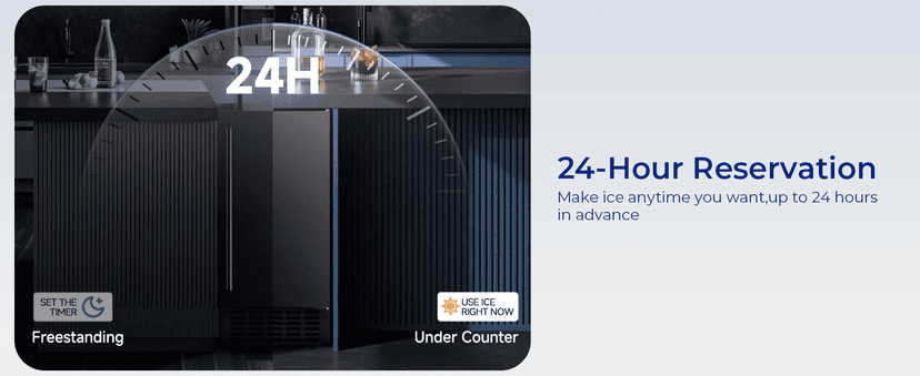 Under Counter Nugget Ice Maker, 70 lbs/Day Nugget Ice Machine, Built-in or Freestanding Ice Maker with 2-Drawer Ice Baskets, Auto-Cleaning & 24H Timer for Home and Bar Use
