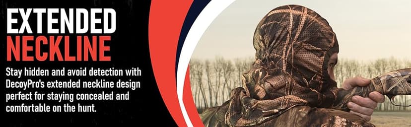 DecoyPro Hunting Face Mask Light Weight, Camo for Turkey, Bow, Deer, Duck, Goose, Coyote - Camouflage Gear for Men, Breathable Netting