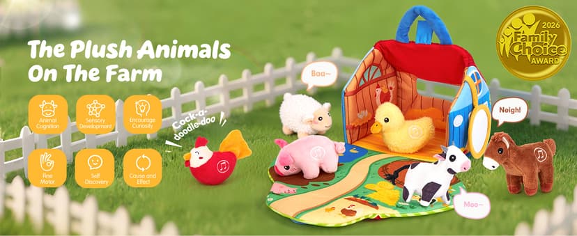 6PCS Farm Toys Montessori Toys for 6 Month Old Baby Gifts Toddlers Christmas Stocking Stuffers 1 Year Old Boy Girl Gifts hahaland Baby Toys 6-12 Months, Surprise Barn Farm Animals with Sounds Word B0F2HRNW75
