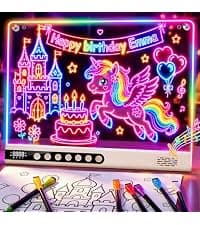 8 Colors, 8 Modes, 15 Light Effects with Music & Blue-Tooth, Doodle Neon Glow Pad Toys Gift for Girls/Boys/Kids 16" Rechargeable LED Drawing Board, Kids Birthday Christmas Gift B0GT9HHRJJ