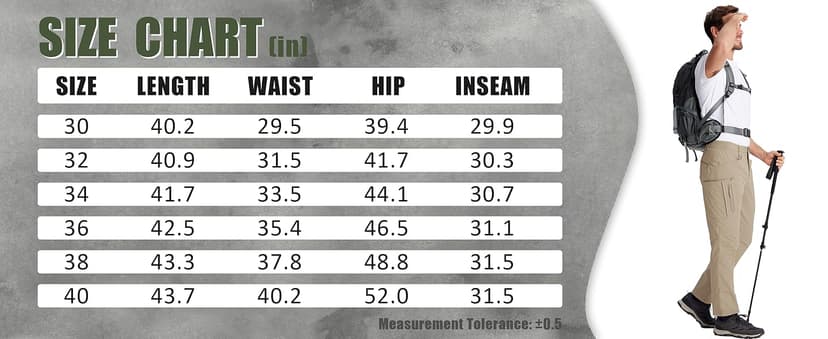 TACVASEN Men's Lightweight Hiking Tactical Pants Waterproof Quick Dry Cargo Work Rain Outdoor Pants 8 Pockets