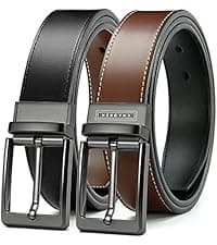 CHAOREN Leather Dress Belt Men 2 Pack - 1 3/8" Mens Belts for Work Business Casual Jeans