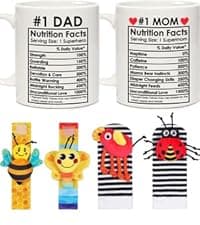 Breezy Valley New Parents Gifts for Couples, First Time New Mom and Dad Gifts Mugs Est 2025, Gender Reveal Baby Shower Gifts Basket, Pregnancy Gifts for Expecting Parents to be, Newborn Baby Gift Set