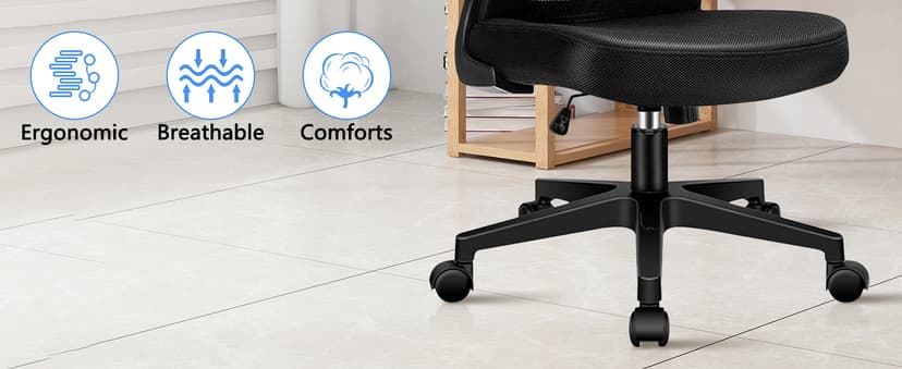 KLASIKA Desk Chairs with Wheels, Ergonomic Mesh Office Chair Adjustable Height and Swivel Lumbar Support Home Office Chair with Flip Up Armrests (8PK)