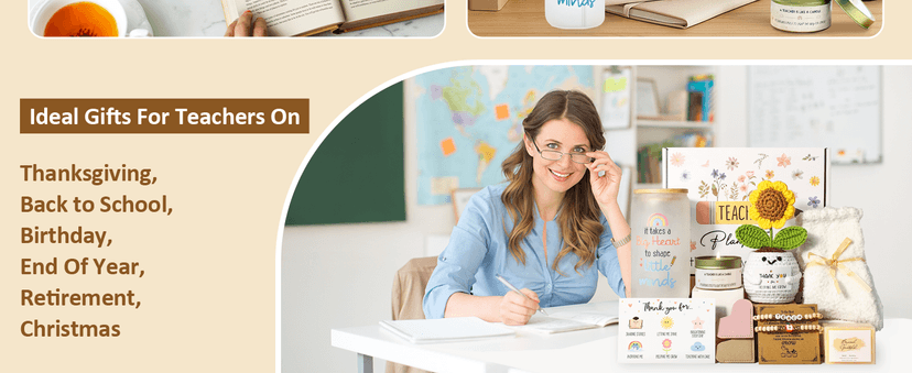 Teacher Gifts for Women, Teacher Appreciation Gift, Teacher Christmas Gifts, Thank You Gift for Teachers Bulk basket Back to School End of Year for Christmas Thanksgiving with 16oz Glass Cup