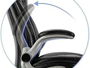 Executive Office Chair-Ergonomic Computer Desk Chair, High Back Leather Chair with Padded Flip-up Arms, Swivel Home Office Chair Upgraded Caster-Black
