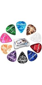 ROTOPATA Acoustic Guitar Strap with Pick Holders, Adjustable Leather Straps with 2 Buttons 2 Locks 3 Guitar Picks, Guitar Accessories for Electric Bass Ukulele, Black