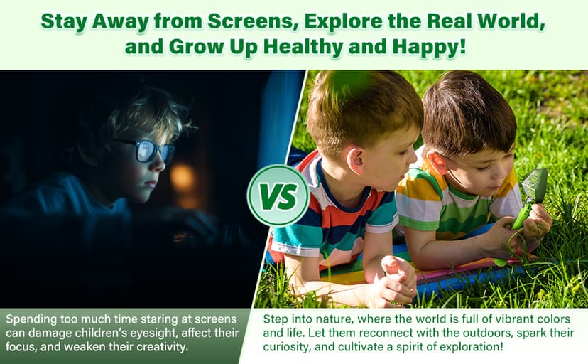 Bug Catcher for Kids, Insect Trap Kit with 6X Magnifier Glass - STEM Educational Exploration Tool for Indoor and Outdoor,Christmas Birthday Gifts Toys for Adults, Boys, and Girls, Green