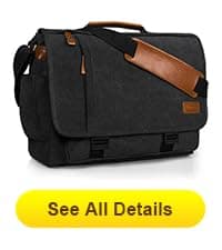 ESTARER Men Messenger Bag 17-17.3 Inch Laptop Bag Water-resistant Canvas Computer Shoulder Bag Briefcase for Work College Travel, Grey