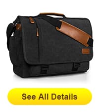 ESTARER Men's Leather Briefcase 15.6 Inch Laptop Computer Bag for Office/Business/Travel, Large Satchel Professional Pu Leather Messenger Shoulder Bag, Black