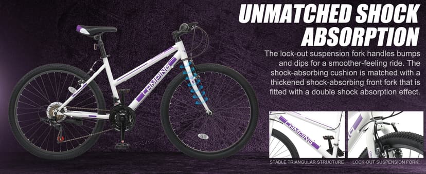 Ktaxon 20/24/26 Inch Mountain Bike, 7/21-Speed Adult Bicycle with Sturdy Steel Frame, Front Suspension, Excellent Twist Shifting, Easy to Assemble and Stylish Cool Look for Men Women