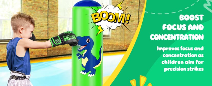QPAU Inflatable Punching Bag, 48 Inch Stable Inflatable Boxing Bag for 3-6 Kids,Dinosaur Toy & Gifts for Boys and Girls, Kids Boxing Set for Practicing Karate, Taekwondo B0BKPM69F8