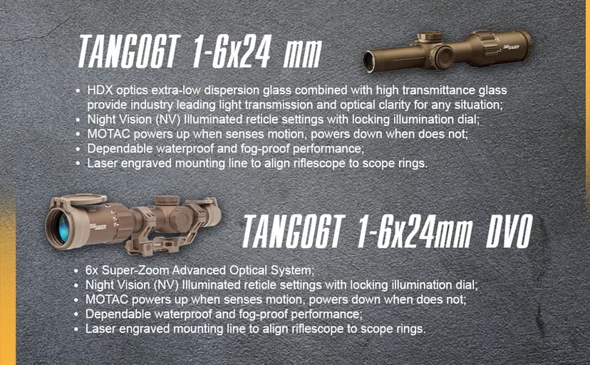SIG SAUER Tango-MSR LPVO 1-6x24mm Waterproof Fogproof Rugged Tactical Hunting Rifle Scope | Second Focal Plane/SFP/F2 | Includes Alpha-MSR Aluminum Mount, Flip-Back Lens Covers
