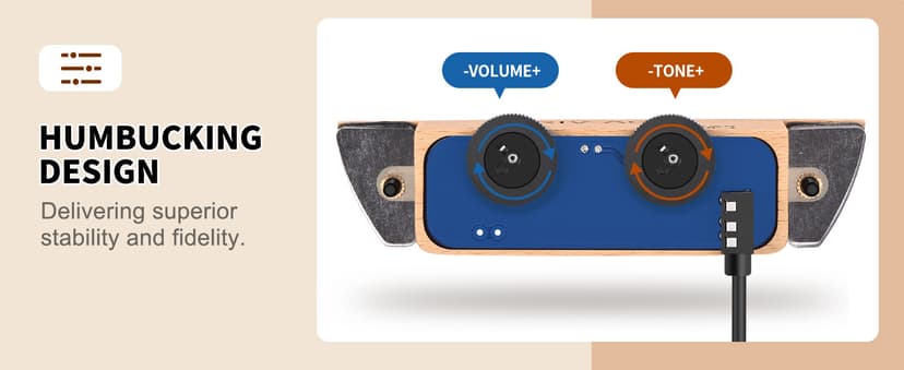 RIVVTA Acoustic Guitar Pickup Guitar Pickups Acoustic Pickup with Volume Tone Control for Standard Steel String Acoustic Guitars(Natural Beech)