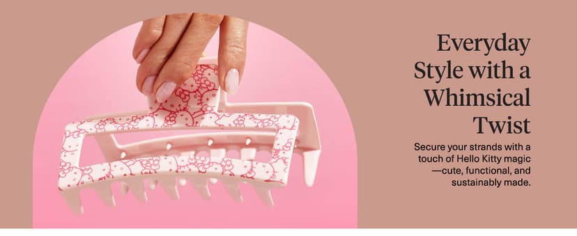 Kitsch Hello Kitty Recycled Plastic Jumbo Claw Clip, Extra Large claw Clips for Thick Hair, Big Hair Clips for Thin Hair | Ideal Gifts for Women (1 Piece, Pink Kitty Faces)