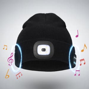Bluetooth Hat with Light Cordless Headphones, USB Rechargeable, Hands-Free Headlamp For Dog Walking, Running, Outdoor Work Wmcaps Bluetooth Beanie with LED Light and Headphones, Christmas Tech Gifts B09DJVT3W3